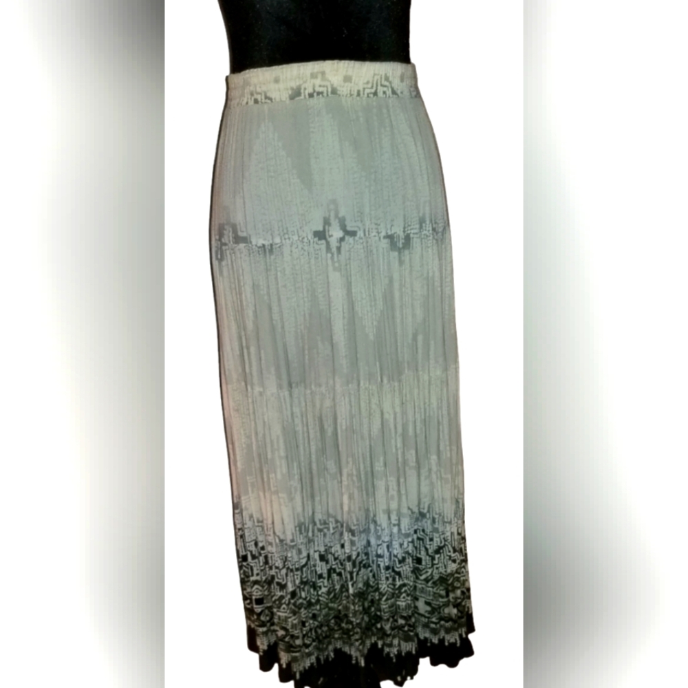 Carole Little midi skirt in neutral taupes and black